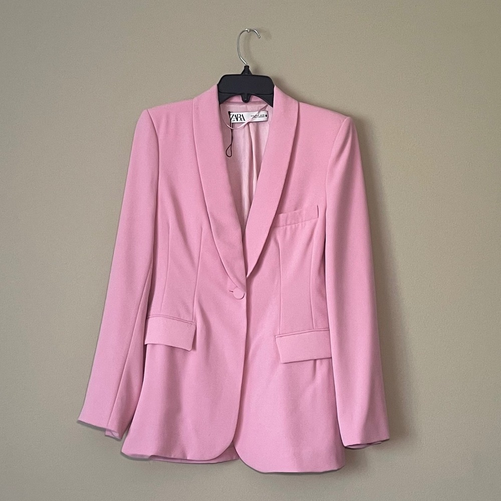 ZARA Pink Shawl Collar Single Button Blazer Jacket Women's‎ Size S